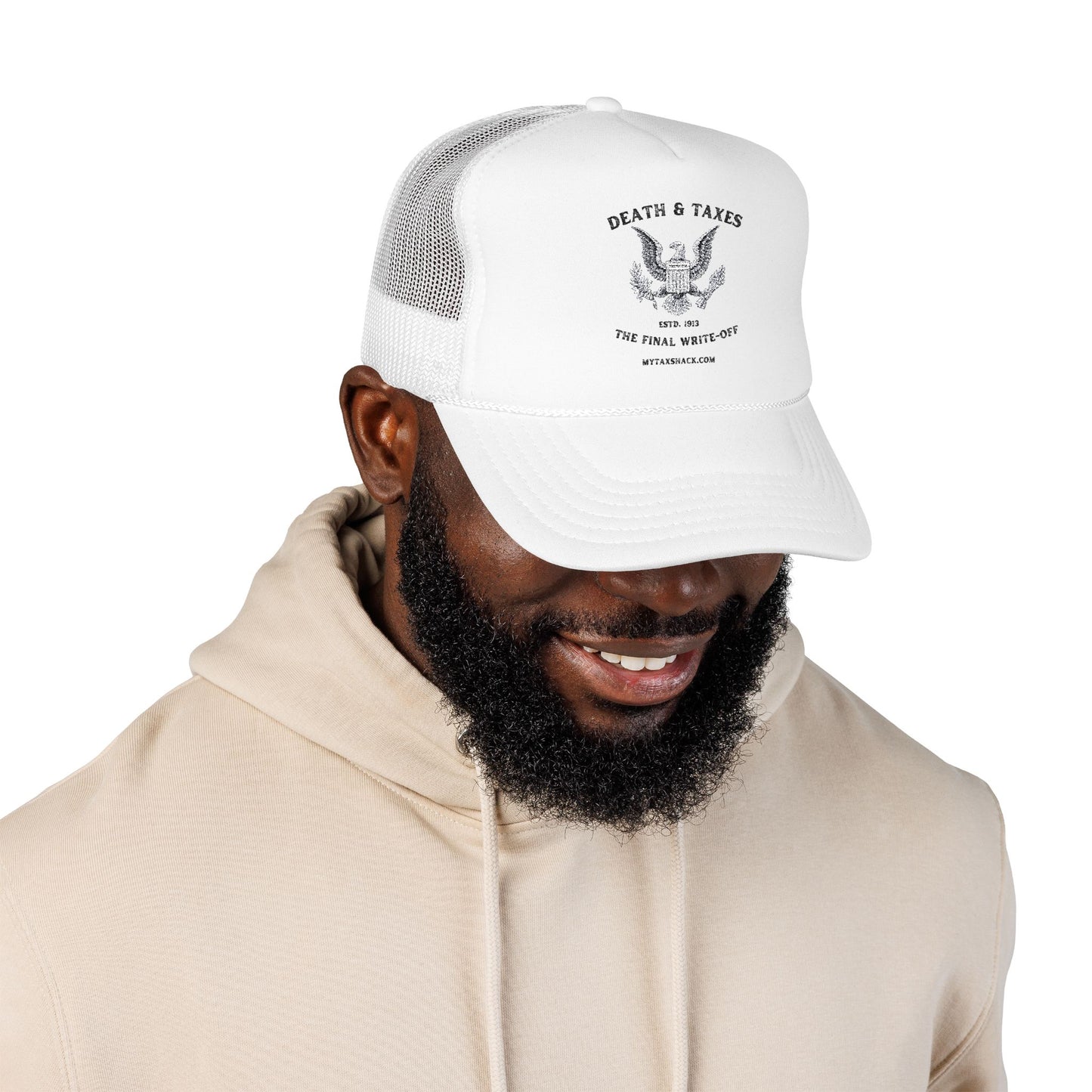 Trucker Hat — “Death & Taxes” Vintage Eagle Foam Trucker Hat